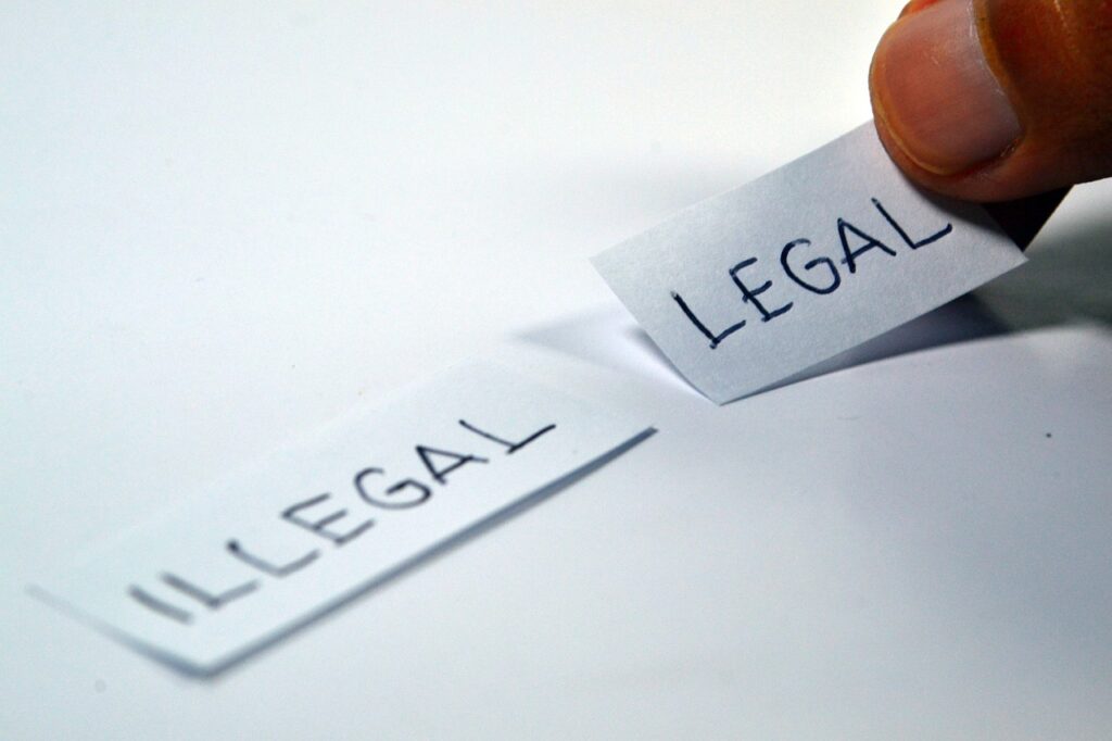legal, illegal pieces of paper