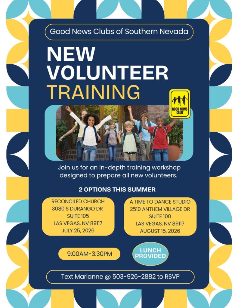 New Good News Club SNV Volunteer Training Summer 2026